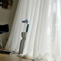 Linen Sheer White Curtains, Sheer Curtain Panels, Shabby Chic Curtains, Window Custom & Off - thumbnail 3