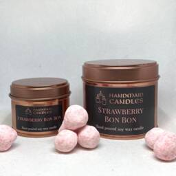 strawberry Bon Scented Candle, Soy Wax Tin Container, Sweet Birthday Gift For Her, Thank You Teacher - thumbnail 2