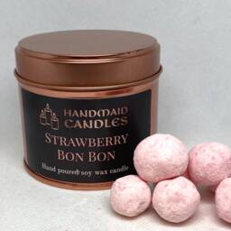 strawberry Bon Scented Candle, Soy Wax Tin Container, Sweet Birthday Gift For Her, Thank You Teacher - thumbnail 3