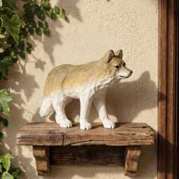 Hand Carved Wooden Coyote Figurine, Rustic Woodland Animal Decor, Whittled Wolf Statue, Desk Pet, Nature Lover Gift - thumbnail 4