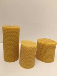 Qty Of 3 Assorted Honeycomb 100% Pure Beeswax Solid Candle - thumbnail 1