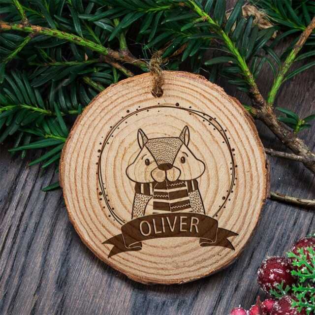 Personalised Woodland Chipmunk Christmas Tree Decoration - image 1
