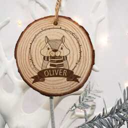 Personalised Woodland Chipmunk Christmas Tree Decoration - thumbnail 2