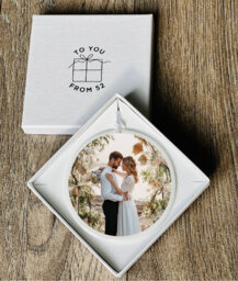 Photo Wedding Anniversary Birthday Ceramic Bauble Decoration With Your Message