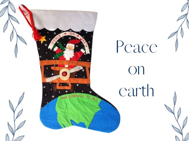 Peace On Earth Felt Christmas Stocking - Personalized - image 1