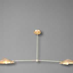 Mid Century Modern 2 Light Shade Fixtures Style Raw Brass Chandelier Ceiling Lighting Stilnovo Lamp Pendant Home Decor - thumbnail 2