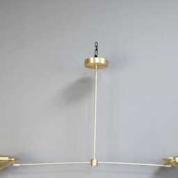 Mid Century Modern 2 Light Shade Fixtures Style Raw Brass Chandelier Ceiling Lighting Stilnovo Lamp Pendant Home Decor - thumbnail 3