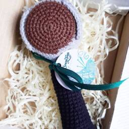 Cute Baby Shower Gift For A Coffee Lover, Knit Portafilter Toy, Crochet Rattle Barista Son, Cofee Loving Parents Present - thumbnail 2