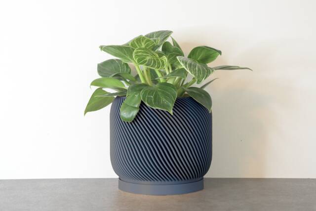"Sierra Planter With Drainage & Saucer in Stone Blue, Unique 3D-Printed Plant Pot, Small To Large Sizes 4"" 5"" 6"" 7"" 8" - image 1
