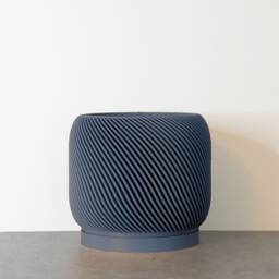 "Sierra Planter With Drainage & Saucer in Stone Blue, Unique 3D-Printed Plant Pot, Small To Large Sizes 4"" 5"" 6"" 7"" 8" - thumbnail 3