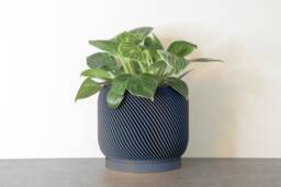 "Sierra Planter With Drainage & Saucer in Stone Blue, Unique 3D-Printed Plant Pot, Small To Large Sizes 4"" 5"" 6"" 7"" 8"