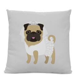 Wedding Pugs Pillows - Pug Set Of 2 Wedding Gift Pug Decor Bride & Groom Pugs - thumbnail 3