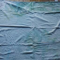 Blue, Green & Yellow Cotton Velour Bamboo Sateen Small Blanket - thumbnail 3
