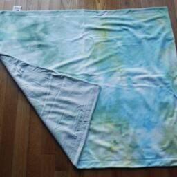 Blue, Green & Yellow Cotton Velour Bamboo Sateen Small Blanket - thumbnail 2