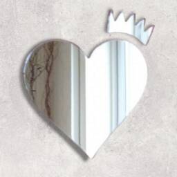 Heart With Crown Acrylic Mirror Wall Art - Personalized Engraving - thumbnail 2