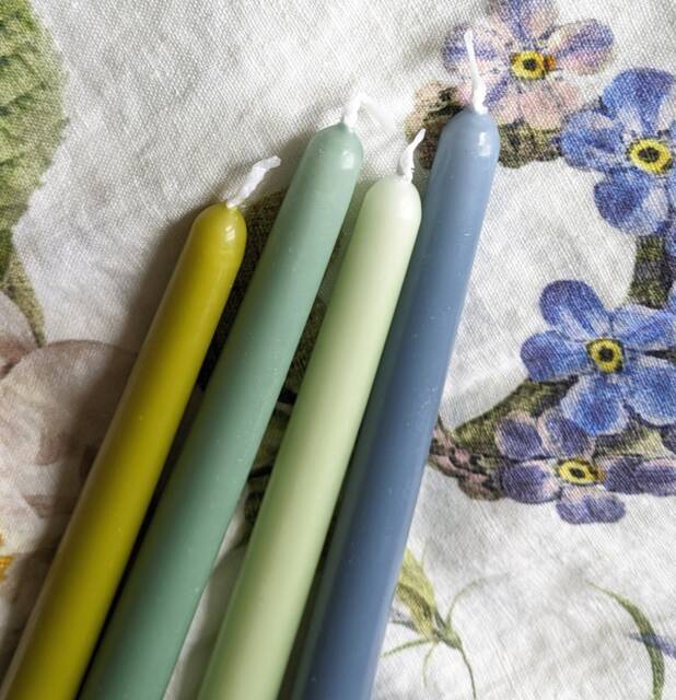 8 Taper Dinner Candles - Greens & Blues Colour Mix Scandi Living - image 1