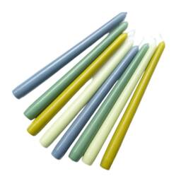 8 Taper Dinner Candles - Greens & Blues Colour Mix Scandi Living - thumbnail 3
