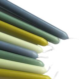 8 Taper Dinner Candles - Greens & Blues Colour Mix Scandi Living - thumbnail 2