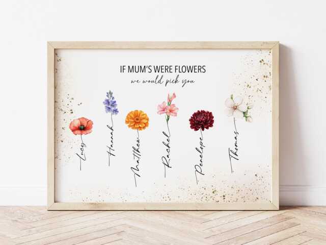 Birth Month Personalised Flower Print - Mother's Grandma's Garden Mothers Day Gift - image 1
