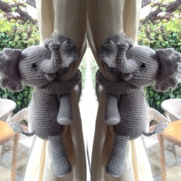 Crocheted Elephant Curtain Tie Backs, Nursery Decor - thumbnail 1