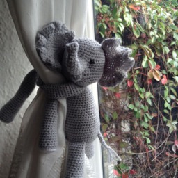 Crocheted Elephant Curtain Tie Backs, Nursery Decor - thumbnail 3