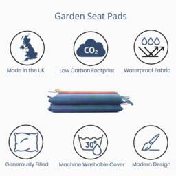 Set Of 2 Water Resistant Garden Outdoor Cushion Seat Chair Pads Soft Foam, Zipped Cover Available in Sizes Pixel Stripes By Celina Digby - thumbnail 2