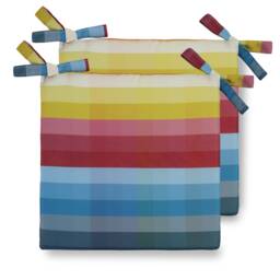 Set Of 2 Water Resistant Garden Outdoor Cushion Seat Chair Pads Soft Foam, Zipped Cover Available in Sizes Pixel Stripes By Celina Digby - thumbnail 1