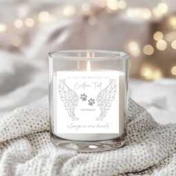 Grey Angel Wings Paw Print - Candle Label L Custom Memorial - thumbnail 2