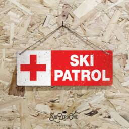 Ski Patrol Metal Sign Horizontal - Vintage Worn Rusty Look Print Holiday Slopes Alpes Skiing Snowboarding - thumbnail 1