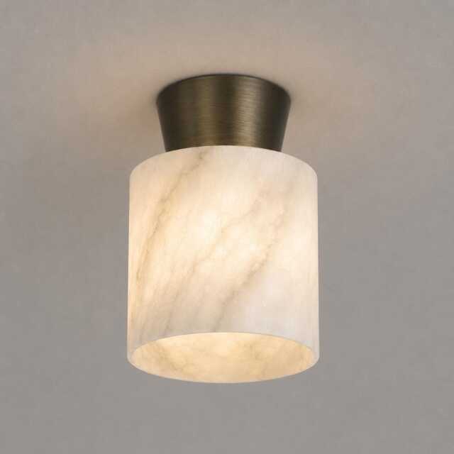Alabaster Flush Mount Ceiling Light - Modern Marble Mid Century Solid Brass Fixture Luxury - image 1