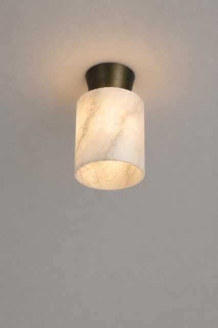 Modern Brass Alabaster Ceiling Flush Mount Lamp , Bathroom Stone Lighting Living Room Light Fixture - image 1