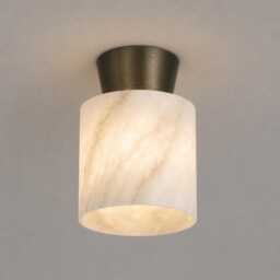 Alabaster Flush Mount Ceiling Light - Modern Marble Mid Century Solid Brass Fixture Luxury - thumbnail 1