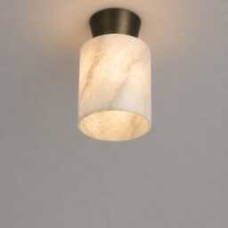 Alabaster Flush Mount Ceiling Light - Modern Marble Mid Century Solid Brass Fixture Luxury - thumbnail 3