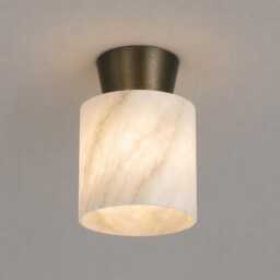 Modern Brass Alabaster Ceiling Flush Mount Lamp , Bathroom Stone Lighting Living Room Light Fixture - thumbnail 2