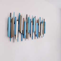 Modern Metallic Blue Wood Wall Art Metal Accents - thumbnail 2