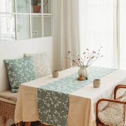 Dark Green Linen Pillow Cover Rosehip Jacquard Woven Cushion - thumbnail 4