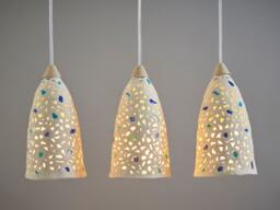 Lighting. Hanging Lamp Shades. Pendant Lighting. 3 Ceramic Pendant Lights. Ceiling Lamps