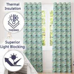Cartoon Sharks Blue Ocean Seamless Pattern Readymade Eyelet Ring Top Thermal 100% Blackout Curtains - thumbnail 3