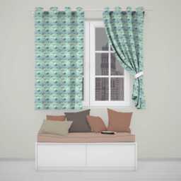 Cartoon Sharks Blue Ocean Seamless Pattern Readymade Eyelet Ring Top Thermal 100% Blackout Curtains