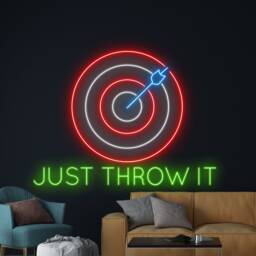 Just Throw It Dart Neon Sign, Wall Decor, Custom Sport Shop Led Man Cave Game Room Decor - thumbnail 2