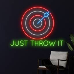 Just Throw It Dart Neon Sign, Wall Decor, Custom Sport Shop Led Man Cave Game Room Decor - thumbnail 3