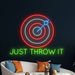 Just Throw It Dart Neon Sign, Wall Decor, Custom Sport Shop Led Man Cave Game Room Decor - thumbnail 1