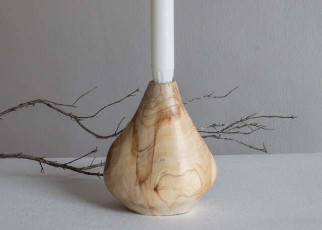 Handmade Olive Wood Bud Vase Or Candlestick Holder - Nordic Style - image 1
