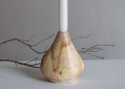 Handmade Olive Wood Bud Vase Or Candlestick Holder - Nordic Style - thumbnail 1
