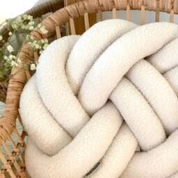 White Boucle Knot Pillow in Infinity - 24 Colors To Match Any Style - thumbnail 2