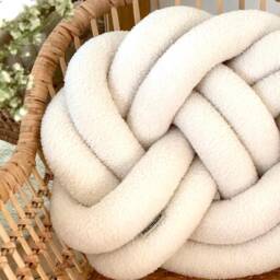 White Boucle Knot Pillow in Infinity - 24 Colors To Match Any Style - thumbnail 3