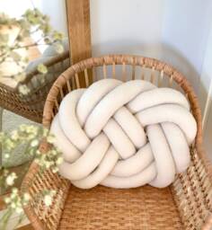 White Boucle Knot Pillow in Infinity - 24 Colors To Match Any Style - thumbnail 1