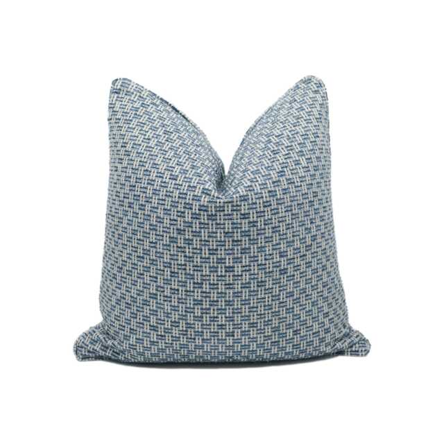 Clarke & - Tecido Denim Chic Piped Small Scale Basket Weave Cushion Cover Handmade Throw Pillow Designer Home D??cor - image 1