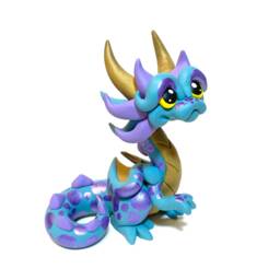Gypsum - Polymer Dragon Dice Holder Muted Teal, Gold, & Purple Dragonling Clay Figurine - thumbnail 3