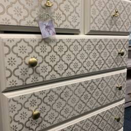 Chest Of Drawers Painted Bespoke Moroccan Geometric Bee Elephant Handles - thumbnail 2